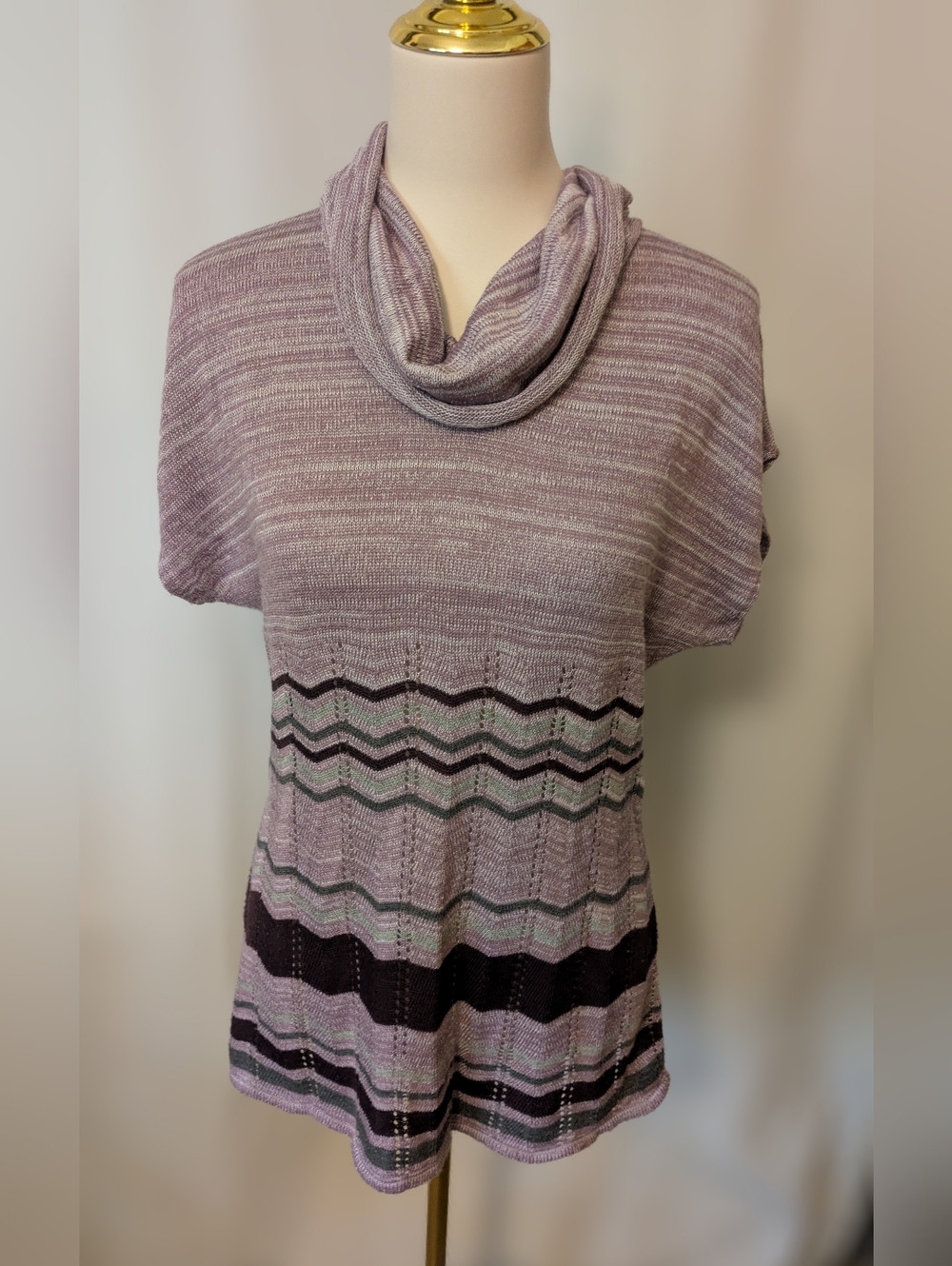Vintage Suzie Lilac Cowl Neck Short-Sleeve Sweater